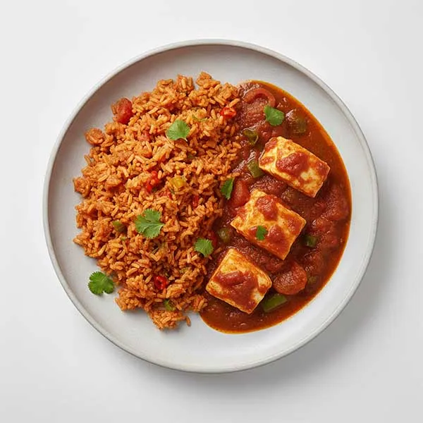 Nigerian fish stew with jollof rice